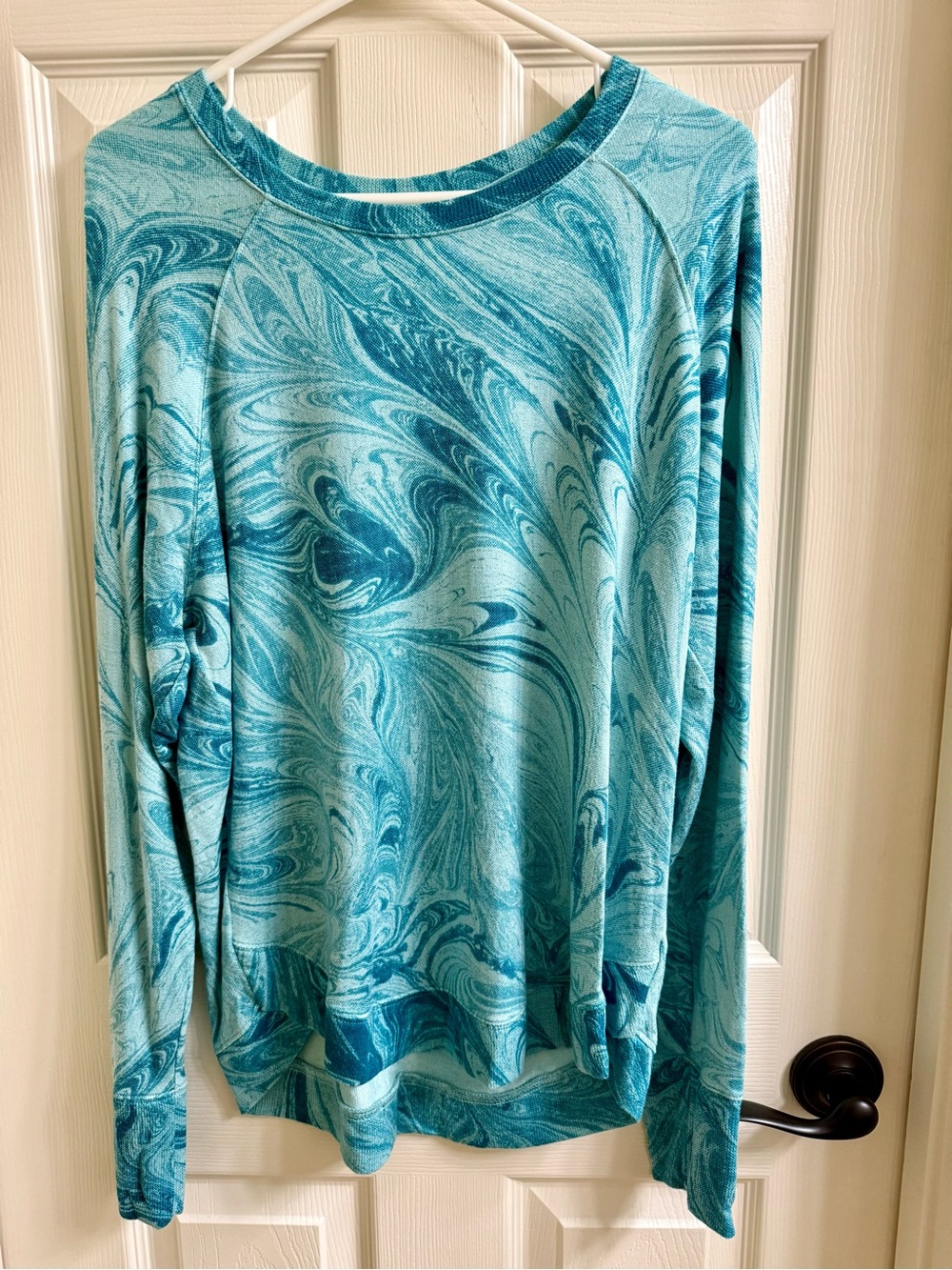 Athleta Teal Marble Luxe Sweatshirt